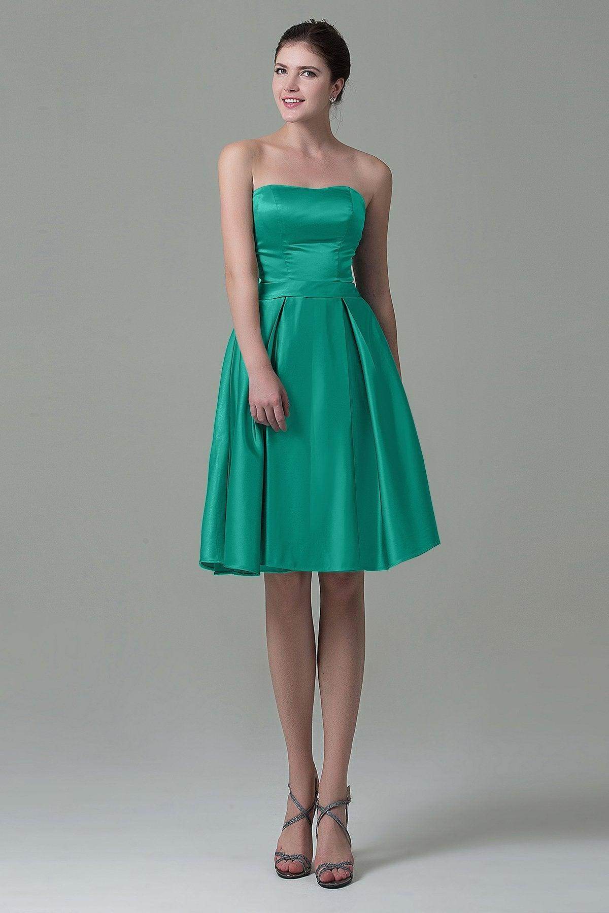 A-Line Knee Length Satin Bridesmaid Dress COZK1500A - COCOMELODY